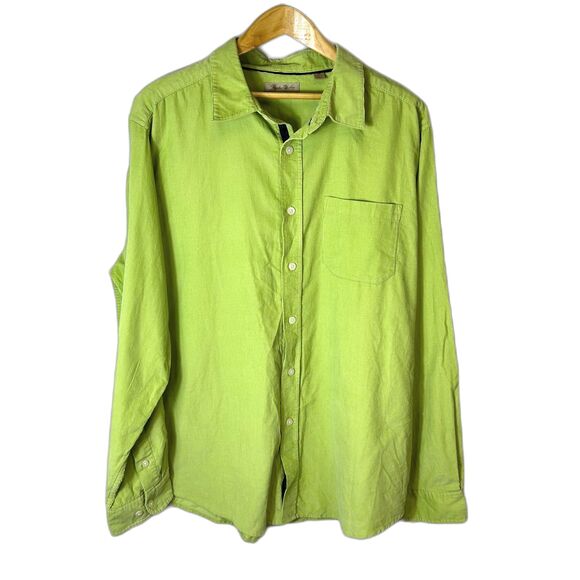 Paradise Collection Lime Green Fine Wale Corduroy LS Classic Button Up Shirt XXL - Picture 2 of 15